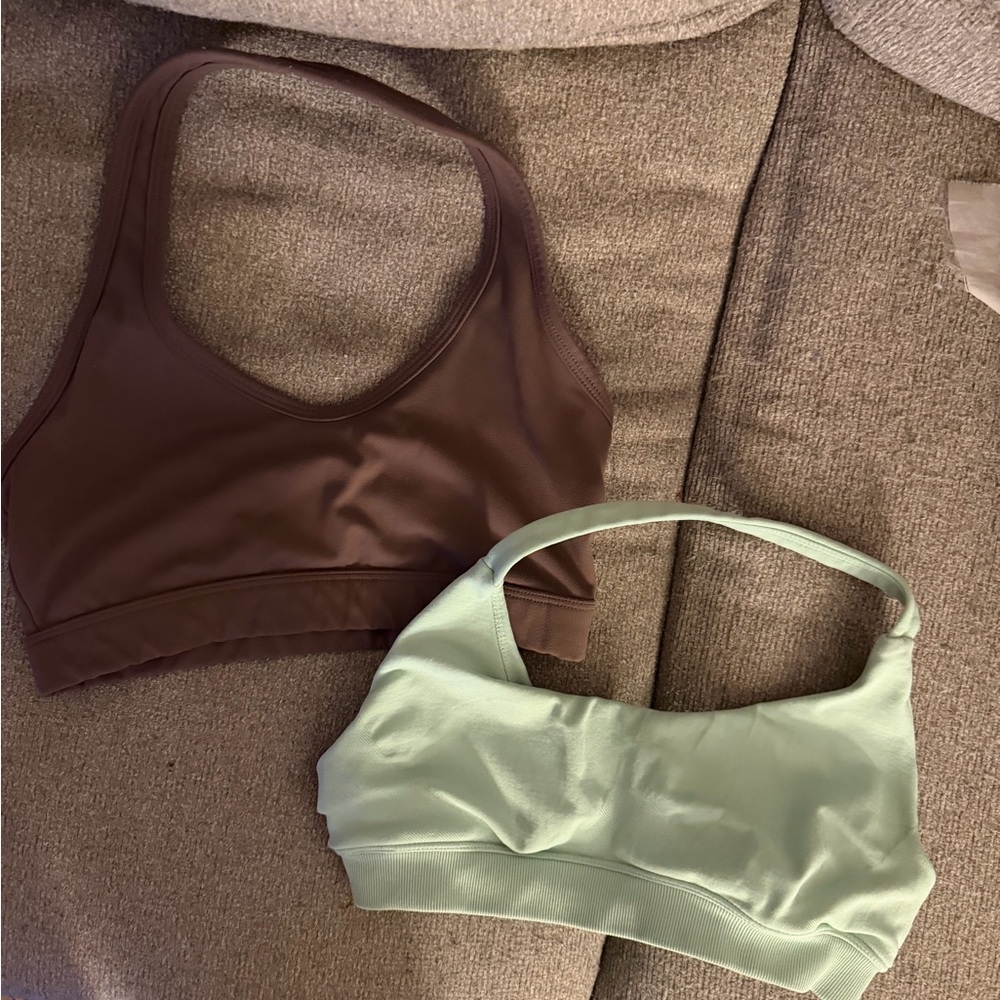 Women's Sports Bras in Brown and Mint